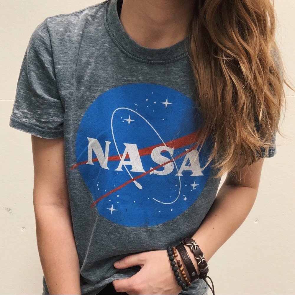 Distressed Space NASA Logo Graphic Shirt